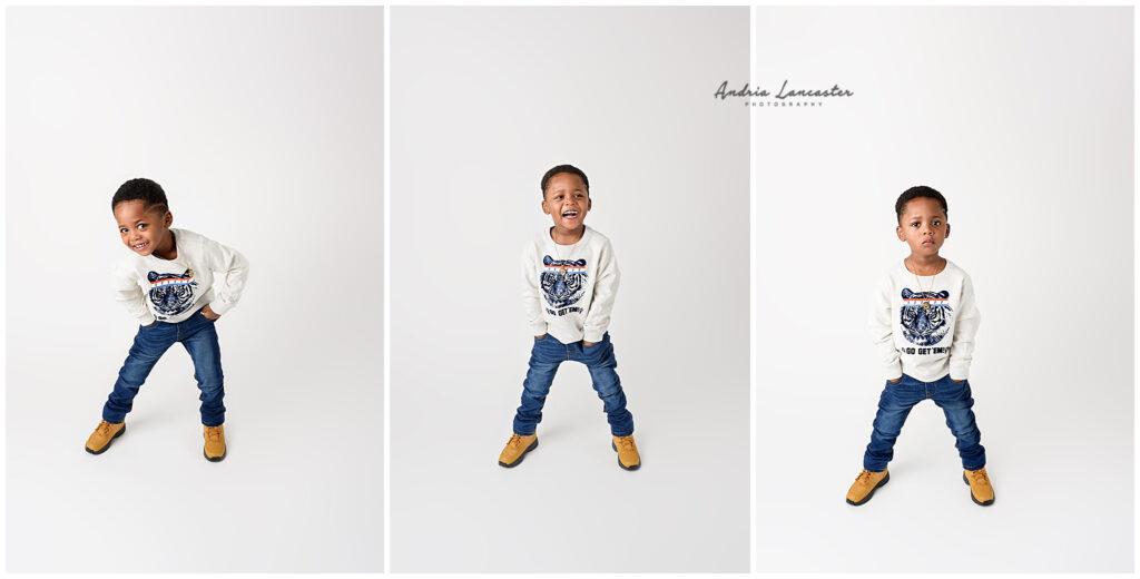 3 poses side by side Brooklyn child photography