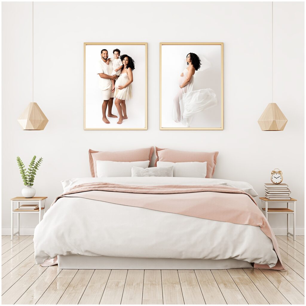 Maternity family session wall art display