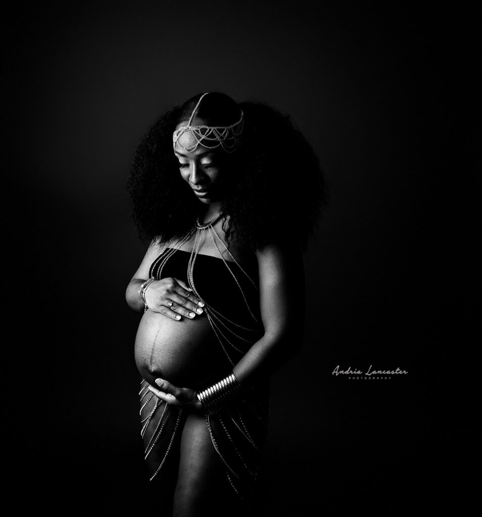 Black and white maternity image