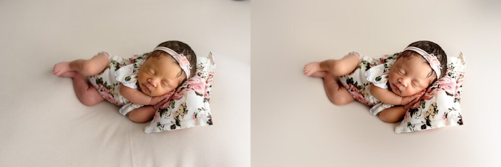 Before and after newborn session