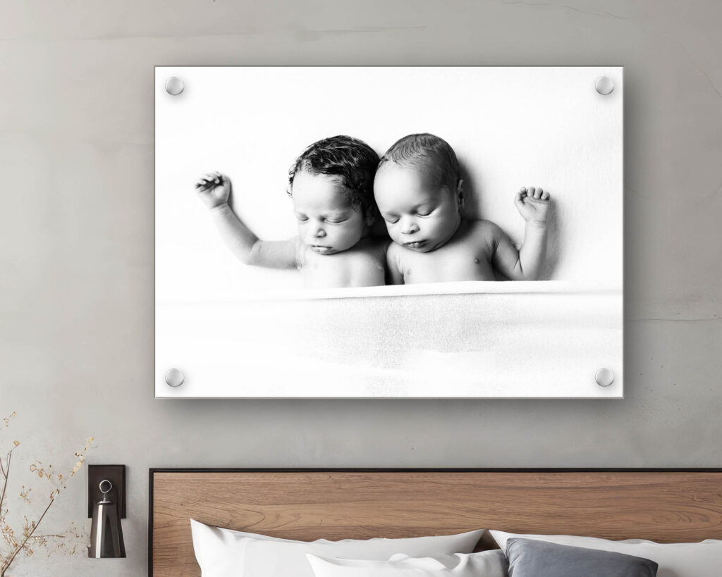 Newborn wall art with black and white photography